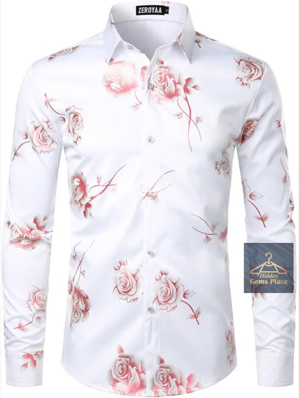 Slim Fit Button Down Dress Shirt with Floral